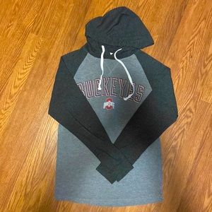 Ohio State, men’s small, back and grey, hooded long sleeve T-shirt